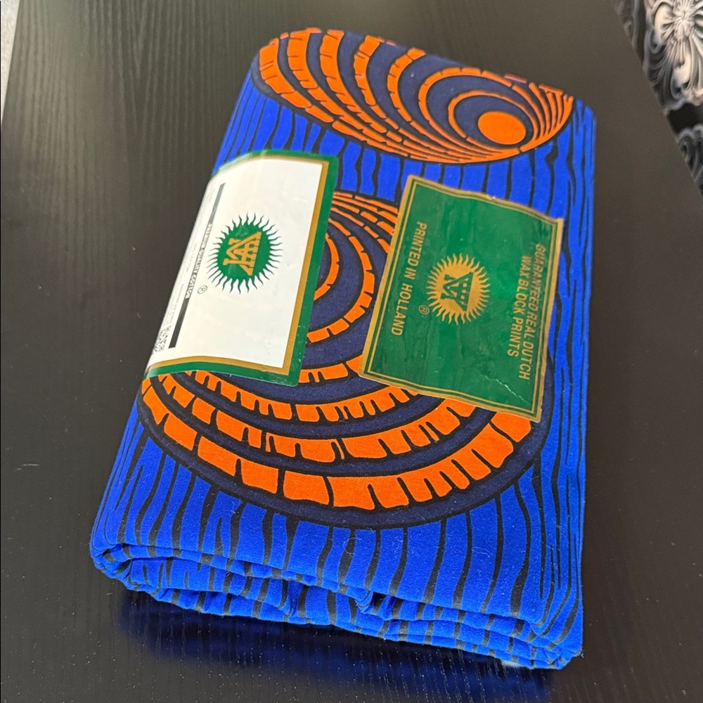 6yds Vibrant Blue and Orange African Fabric